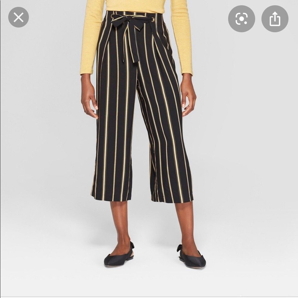 Wide leg Black and Yellow striped pants